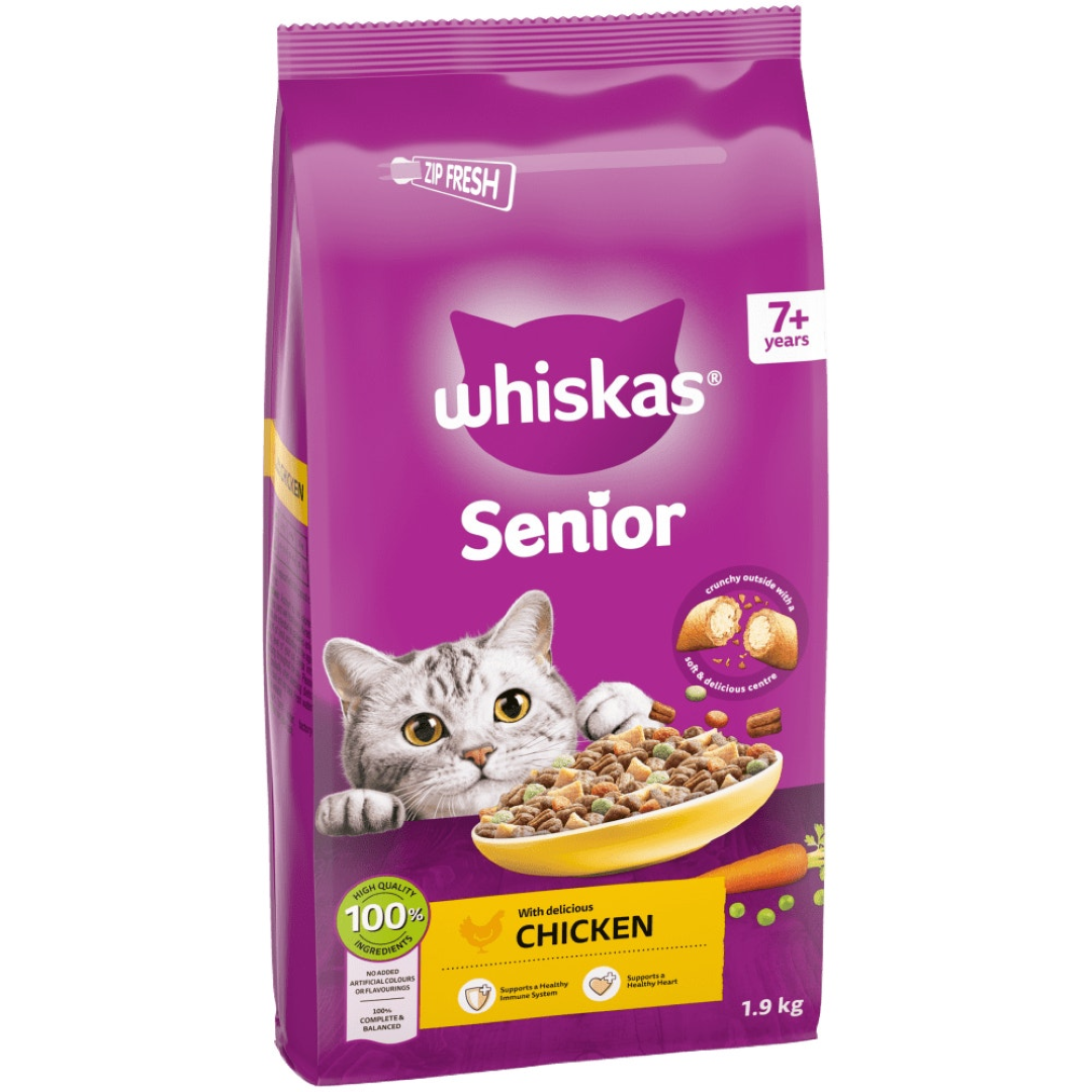 WHISKAS DRY SENIOR FOOD CHICKEN 1.9KG